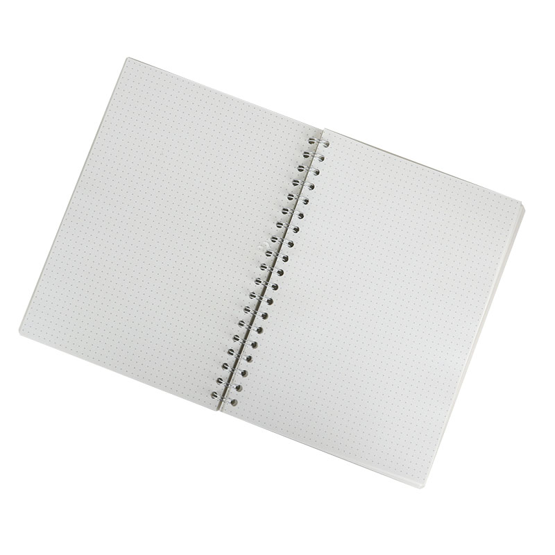 Transparent PP cover B6 journal notebook spiral bound notebook double silver wiro note book with logo